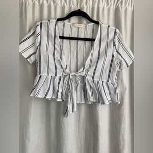 LA hearts white and blue striped shirt